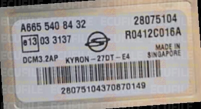 DELPHI DCM3.2AP R0412C016A 28075104 SSANGYONG KYRON I 2.7 XDI 165HP A6655408432 NCD12A01