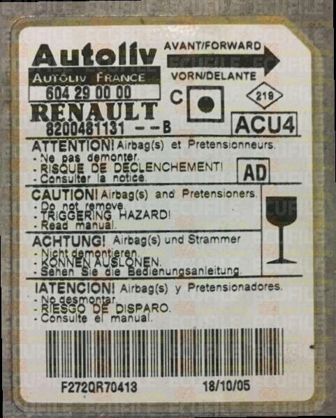 AUTOLIV ACU4 604290000 RENAULT MEGANE II 8200481131--B AD EEPROM 95160