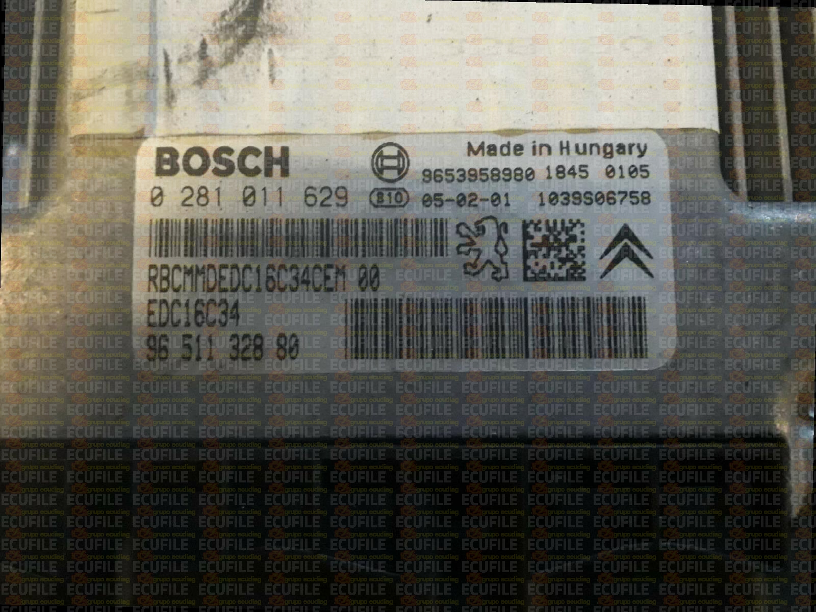 BOSCH EDC16C34-2.10 0281011629 CITROEN C4 PEUGEOT 307 1.6 HDI 110HP 9651132880 1037371536