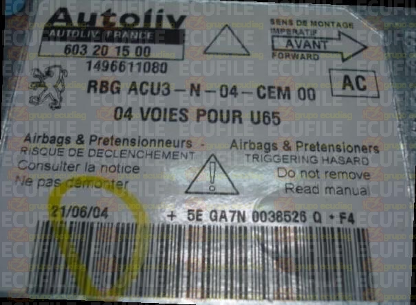AUTOLIV 603201500 CITROEN JUMPY PEUGEOT EXPERT FIAT SCUDO 1496611080 AC EEPROM 95080