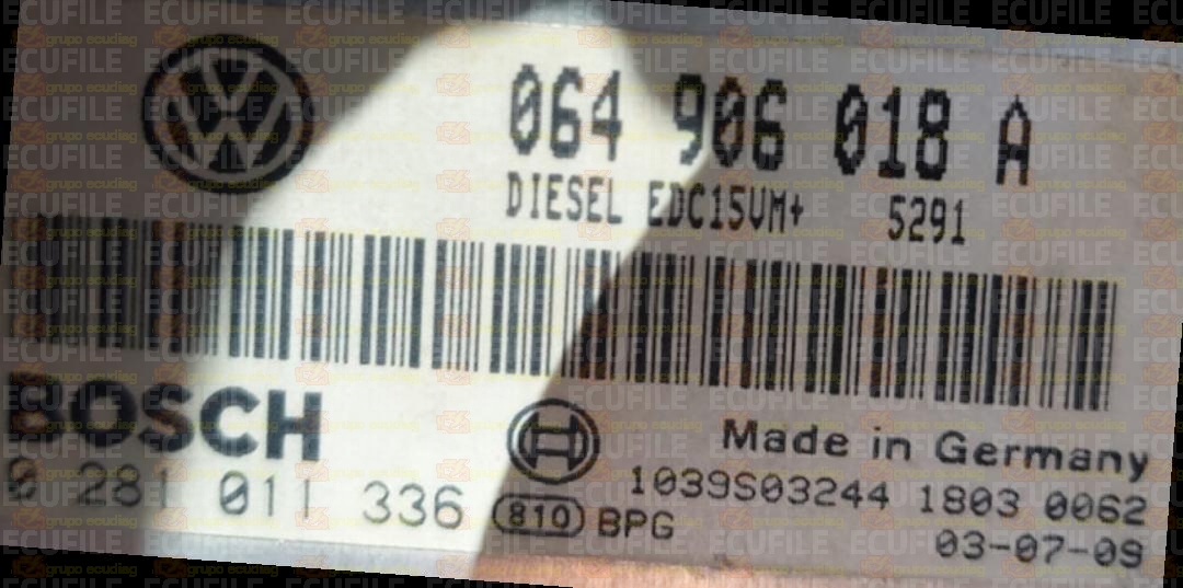 BOSCH EDC15VM+2.V1 0281011336 VOLKSWAGEN MARINE 1.9 SDI 50HP 064906018A 5291 - 1037367098