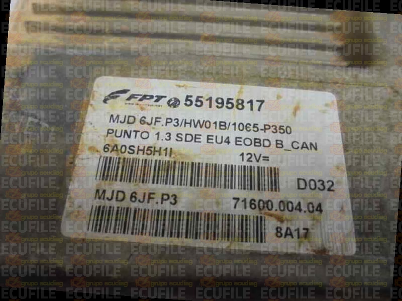 MAGNETI MARELLI MJD 6JF.P3 71600.004.04 FIAT PUNTO 1.3 JTD 70HP 55195817 HW01B EEPROM 95320