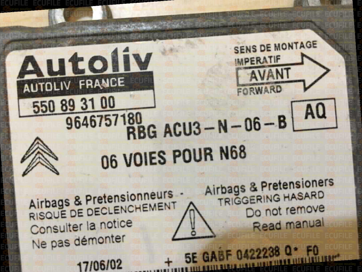 AUTOLIV 550893100 CITROEN XSARA PICASSO 9646757180 AQ