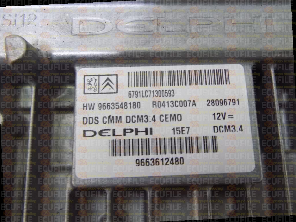 DELPHI DCM3.4 R0413C007A 28096791 PEUGEOT 307 2.0 HDI HW 9663548180 SW 9663612480 EEPROM 95320