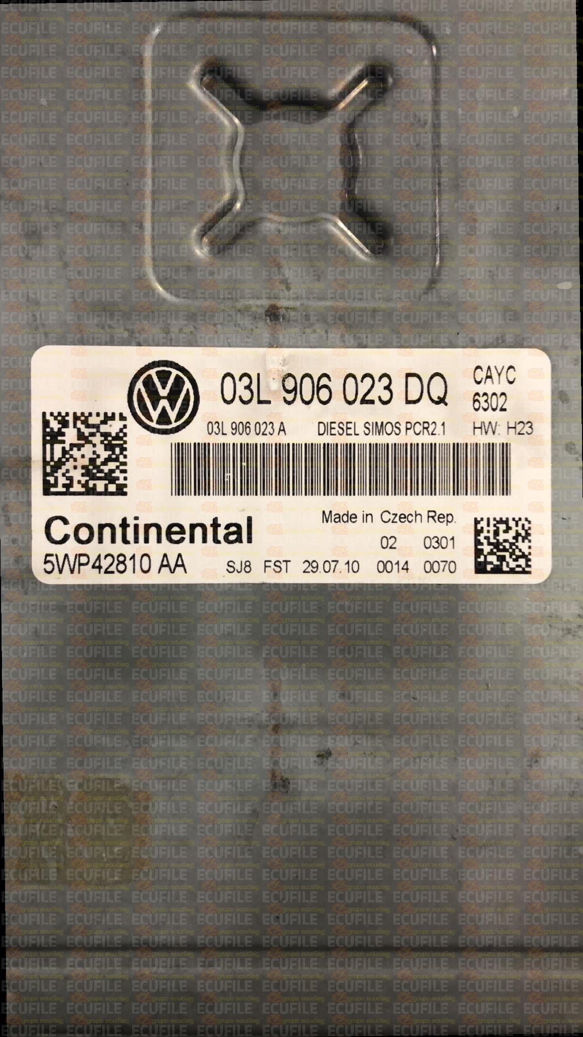 CONTINENTAL SIMOS PCR2.1 5WP42810AA VOLKSWAGEN GOLF VI 1.6 TDI 105HP 03L906023A 03L906023DQ SM2F0K3000000-6302