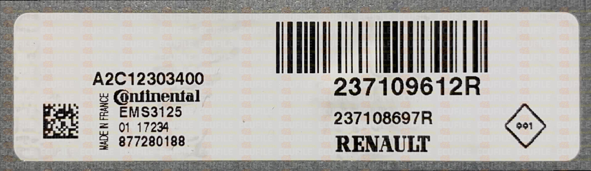 CONTINENTAL EMS3125 A2C12303400 RENAULT DACIA 237108697R 237109612R 