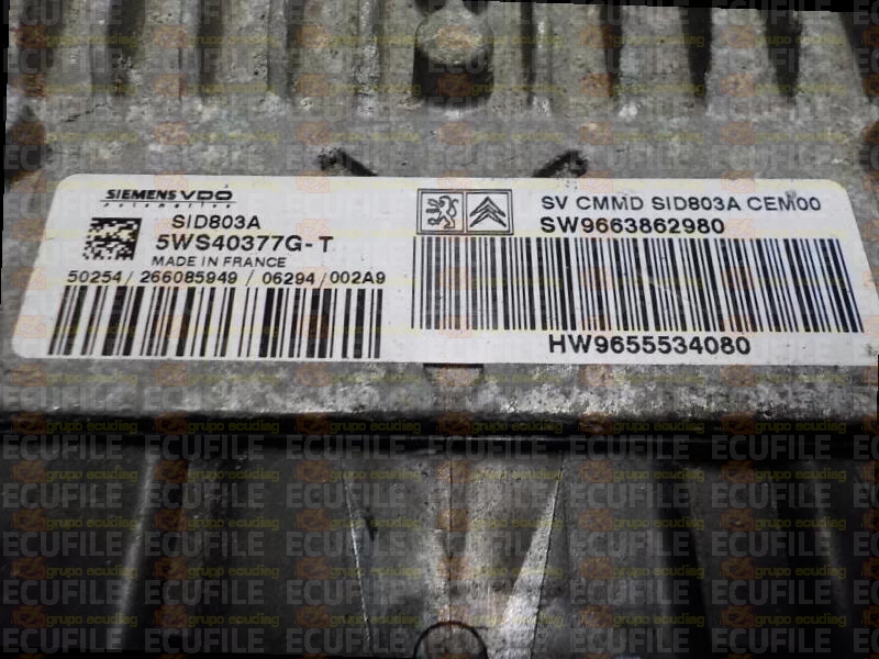 SIEMENS VDO SID803A 5WS40377G-T LANCIA PHEDRA 2.0 JTD 120HP HW 9655534080 SW 9663862980 PO30052000000