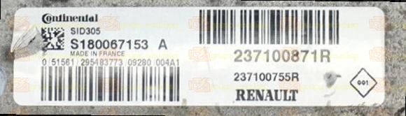 CONTINENTAL SID305 S180067153A RENAULT DACIA 237100755R 237100871R FLASH TC1766