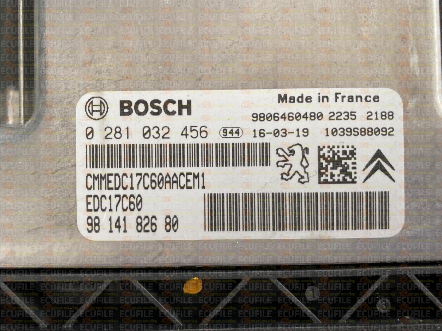 BOSCH EDC17C60-3.10 0281032456 CITROEN BERLINGO II PEUGEOT PARTNER (B9) 1.6 HDI 73KW 100HP L4 8V BHY BH02 DV6FD 9814182680 10SW001977 - 9692066380