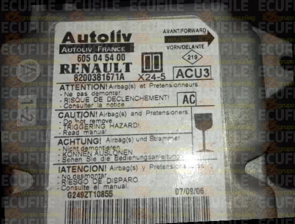 AUTOLIV ACU3 X24-5 605045400 RENAULT MASTER II 8200381671A AC EEPROM 95080