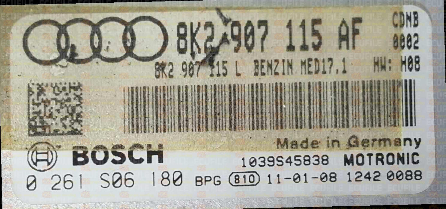 BOSCH MED17.1 0261S06180 AUDI A5 I 2.0 TFSI 180HP 8K2907115L 8K2907115AF 1037512972 - 0002