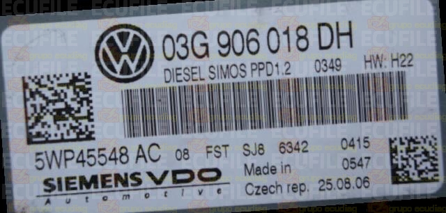 SIEMENS VDO SIMOS PPD1.2 5WP45548AC AUDI A3 II 2.0 TDI 170HP 03G906018DH SN100K5300000 - 0349