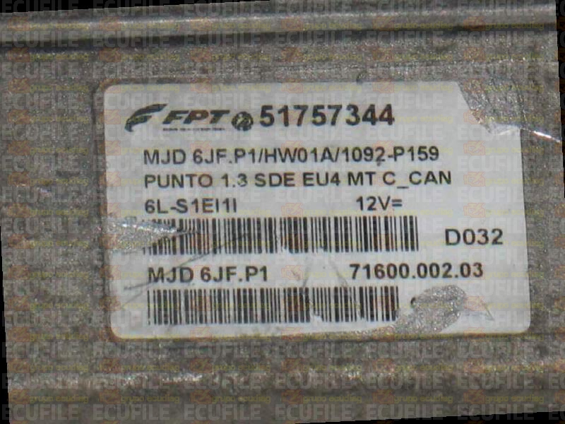 MAGNETI MARELLI MJD 6JF.P1 71600.002.03 FIAT PUNTO 1.3 JTD 70HP 51757344 HW01A EEPROM 95320