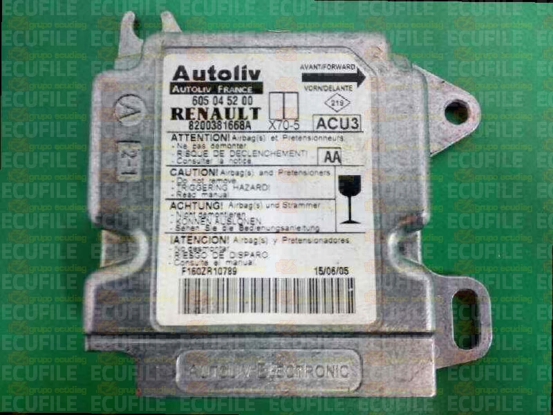 AUTOLIV ACU3 X70-5 605045200 RENAULT MASTER II 8200381668A AA EEPROM 95080