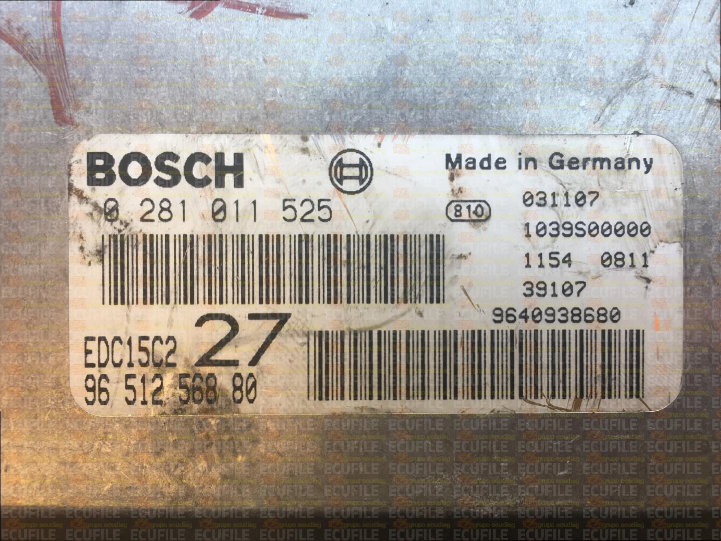 BOSCH EDC15C2-11.1 0281011525 PEUGEOT 206 2.0 HDI 90HP 9651256880 1037368453