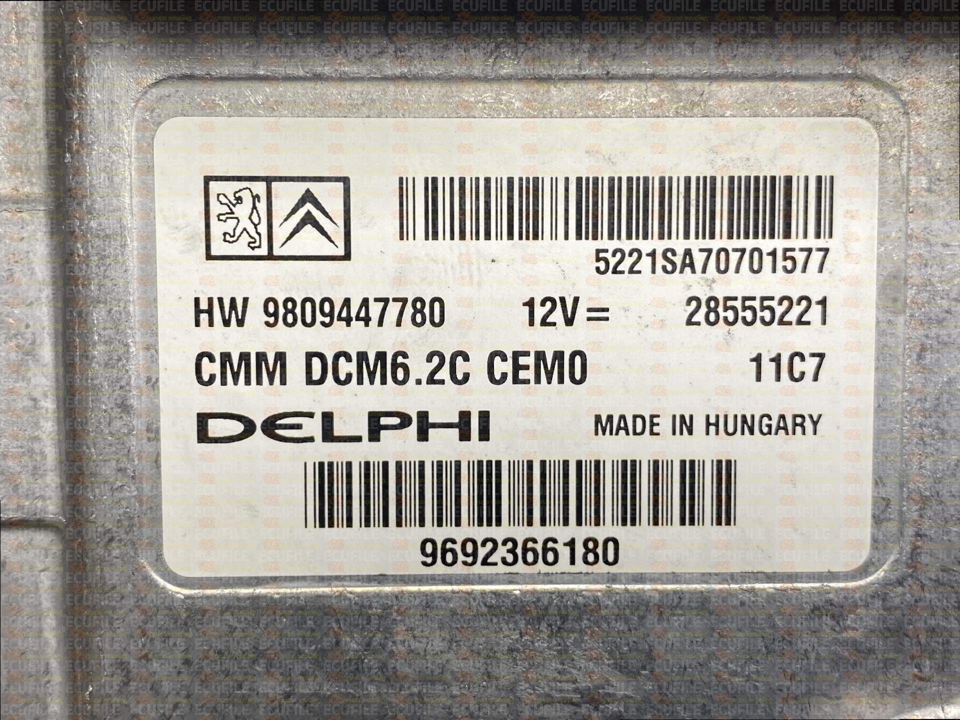 DELPHI DCM6.2C 28555221 CITROEN JUMPER III 2.0 HDI 110HP HW 9809447780 SW 9692366180