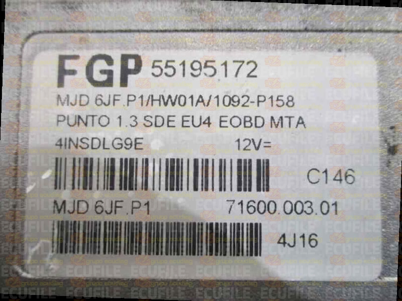 MAGNETI MARELLI MJD 6JF.P1 71600.003.01 FIAT PUNTO 1.3 JTD 70HP 55195172 HW01A EEPROM 95320