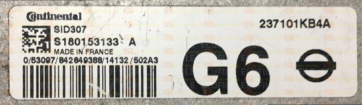 CONTINENTAL SID307 S180153133A NISSAN 237101KB4A G6 
