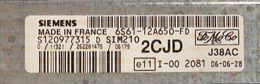SIEMENS SIM210 S120977315D MAZDA I 1.2i 75HP 6S61-12A650-FD 2CJD E60DA4SA - F1491E6000000