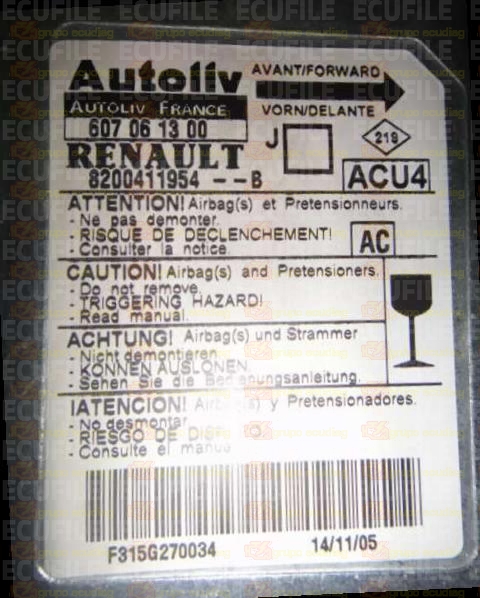AUTOLIV ACU4 607061300 RENAULT SCENIC II 8200411954--B AC EEPROM 95160