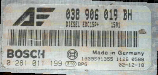 BOSCH EDC15P+22.3.2 0281011199 VOLKSWAGEN SHARAN 1.9 TDI 130HP 038906019BH 1037366689