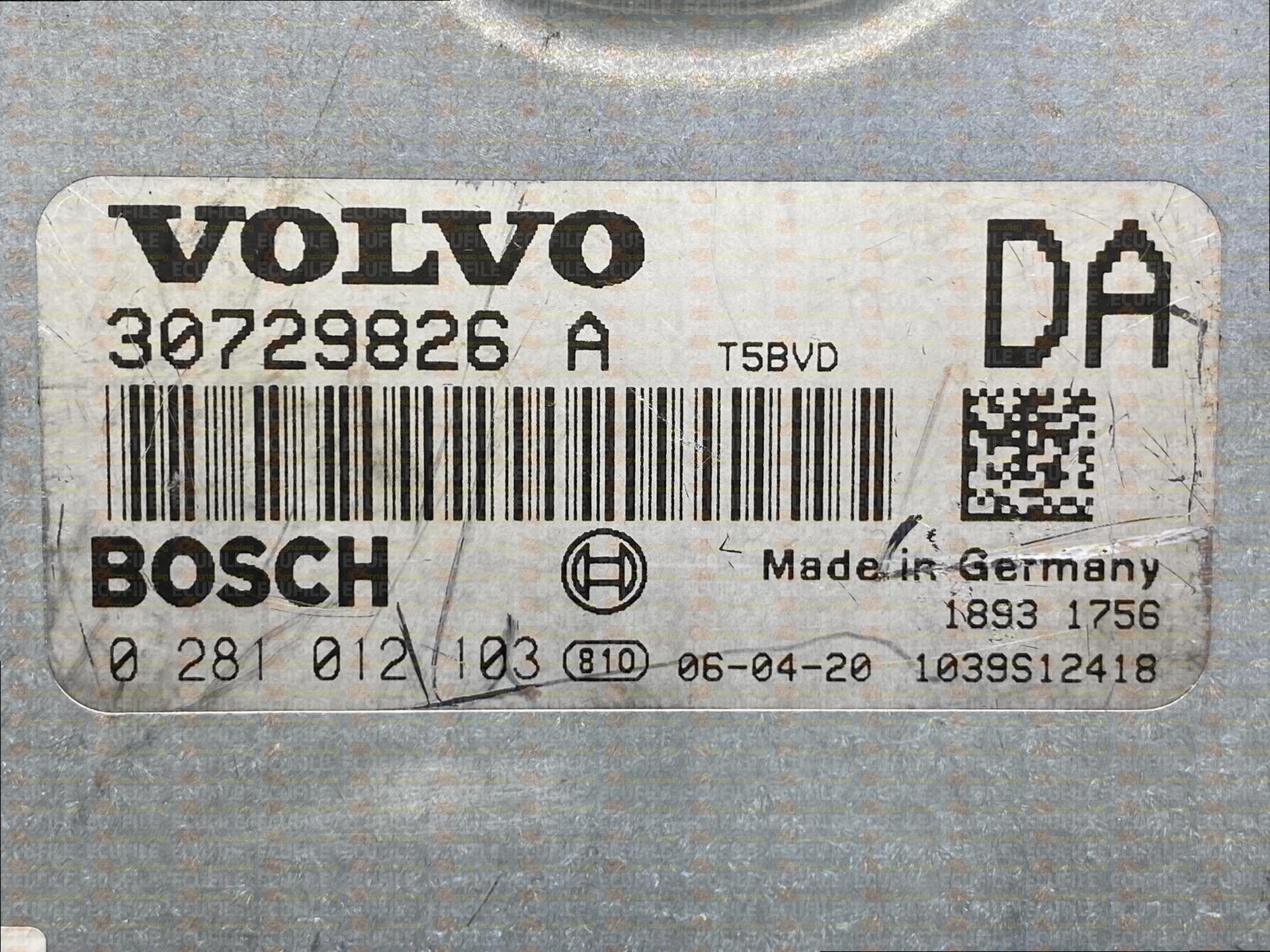 BOSCH EDC16C31-6.1 0281012103 VOLVO V50 I 2.4 D5 180HP 30729826A DA 1037510254