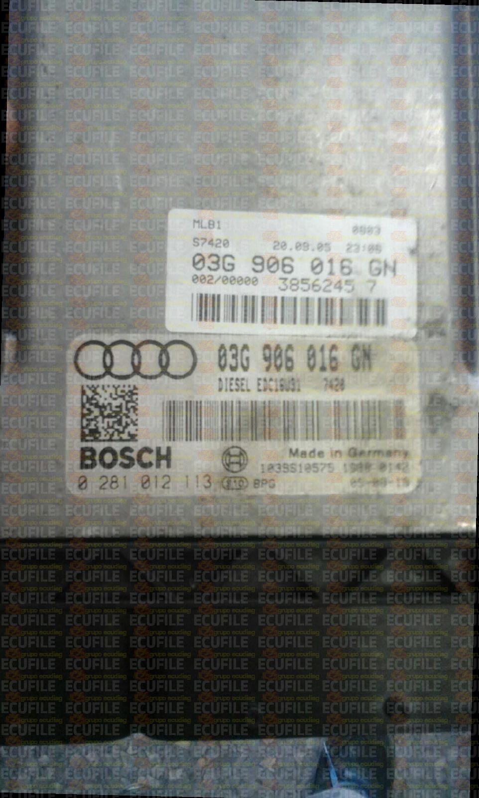 BOSCH EDC16U31-4.85 0281012113 AUDI A4 2.0 TDI 140HP 03G906016GN 1037376101