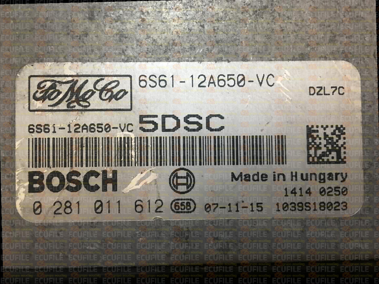 BOSCH EDC16C34-2.20 0281011612 FORD FIESTA 1.6 TDCI 90HP 6S61-12A650-VC 1037383007