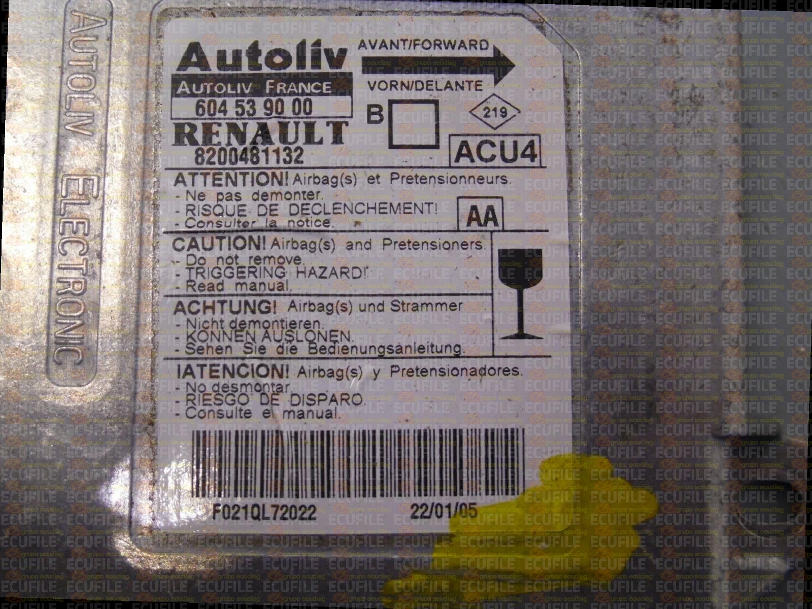 AUTOLIV ACU4 604539000 RENAULT MEGANE II 8200481132 AA EEPROM 95160