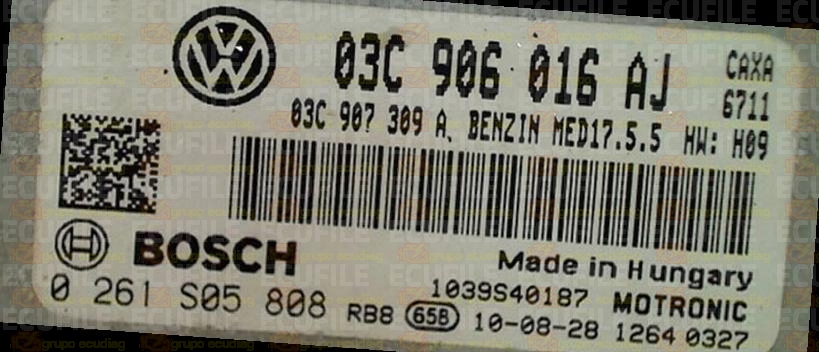 BOSCH MED17.5.5 0261S05808 VOLKSWAGEN GOLF VI 1.4 TSI 122HP 03C907309A 03C906016AJ 6711 - 1037400856