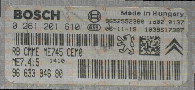 BOSCH ME7.4.5 0261201610 PSA 9663394680 EEPROM 95320