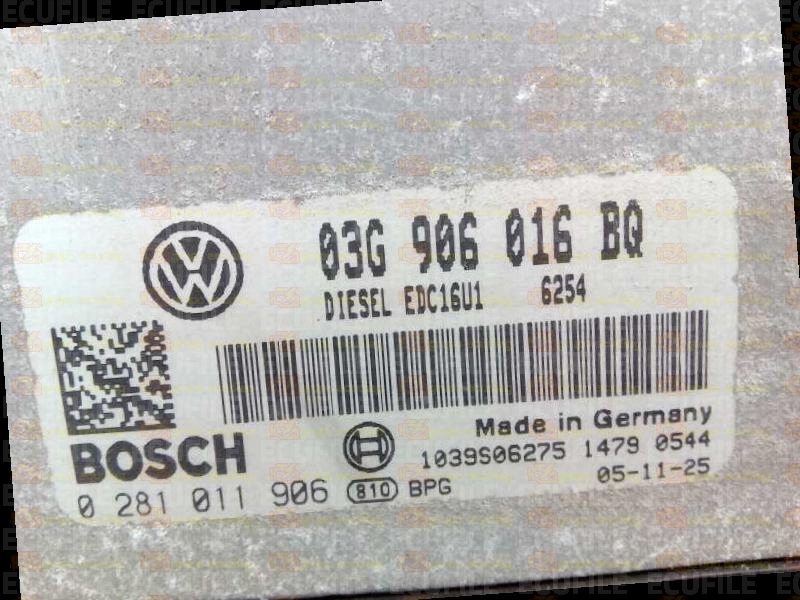 BOSCH EDC16U1-5.41 0281011906 VOLKSWAGEN TOURAN 2.0 TDI 140HP 03G906016BQ 1037399895