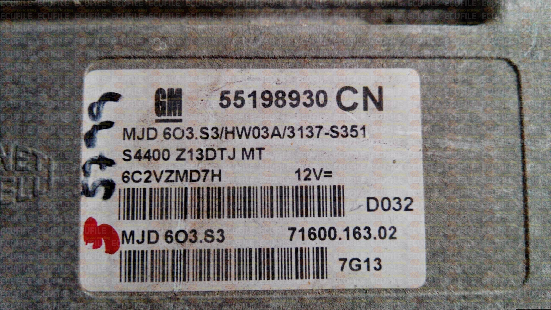 MAGNETI MARELLI MJD 6O3.S3 71600.163.02 OPEL CORSA D 1.3 CDTI 75HP 55198930 CN 3137S351
