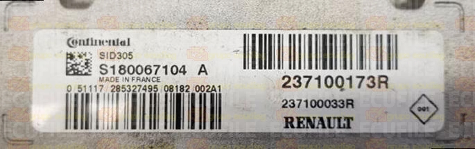 CONTINENTAL SID305 S180067104A RENAULT DACIA 237100033R 237100173R FLASH TC1766