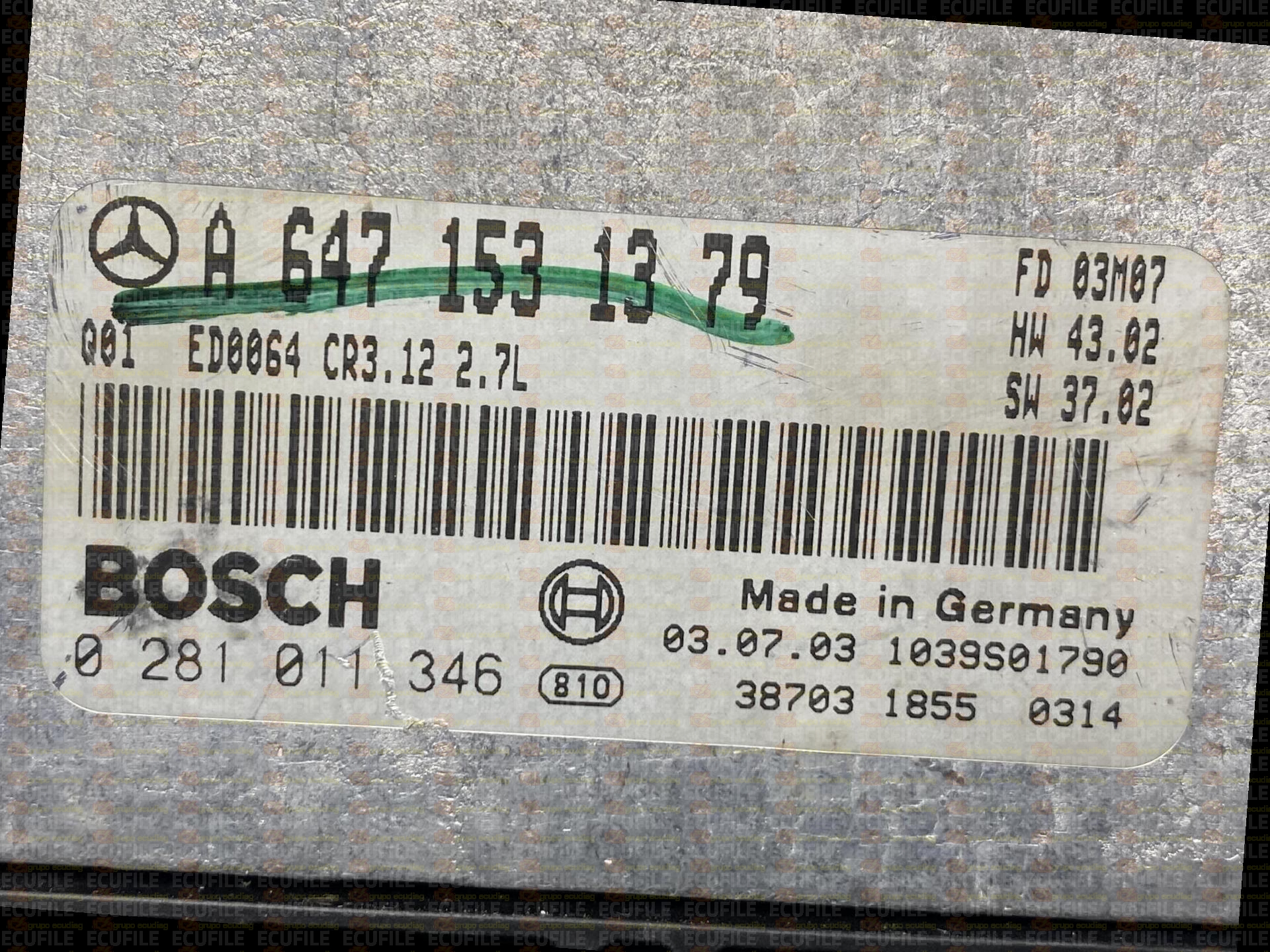 BOSCH EDC16C2-7.12 0281011346 MERCEDES S211 E270 III 2.7 CDI 177HP A6471531379 1037367125