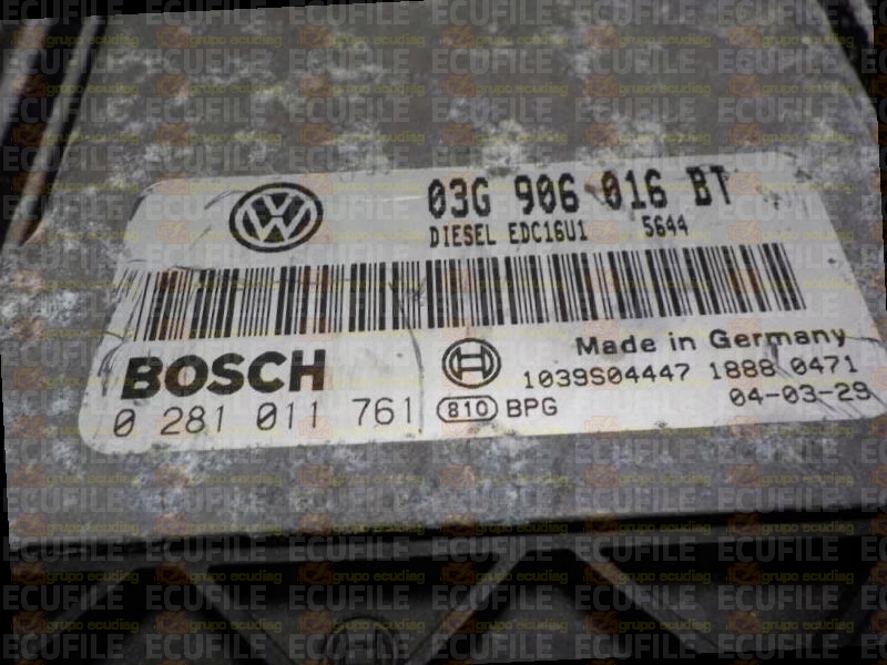 BOSCH EDC16U1-5.41 0281011761 VOLKSWAGEN TOURAN 1.9 TDI 105HP 03G906016BT 1037369568