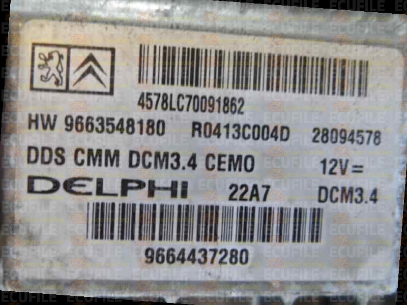 DELPHI DCM3.4 R0413C004D 28094578 PEUGEOT 307 2.0 HDI HW9663548180 SW 9664437280 EEPROM 95320