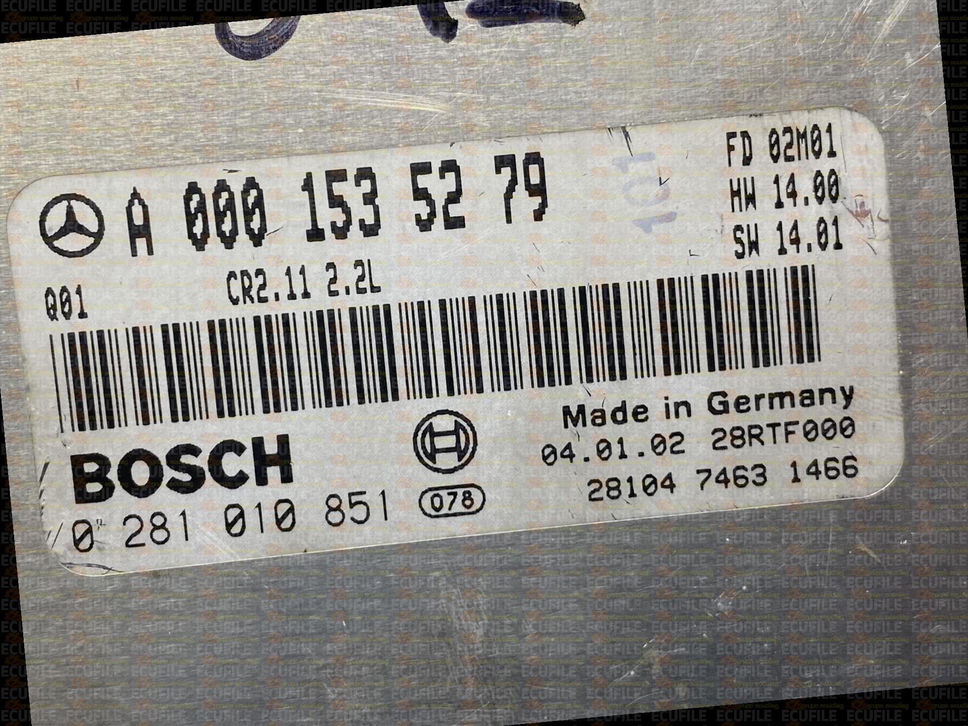 BOSCH EDC15C6-4.11 0281010851 MERCEDES W203 C220 II 2.2 CDI 143HP A0001535279 1037351712