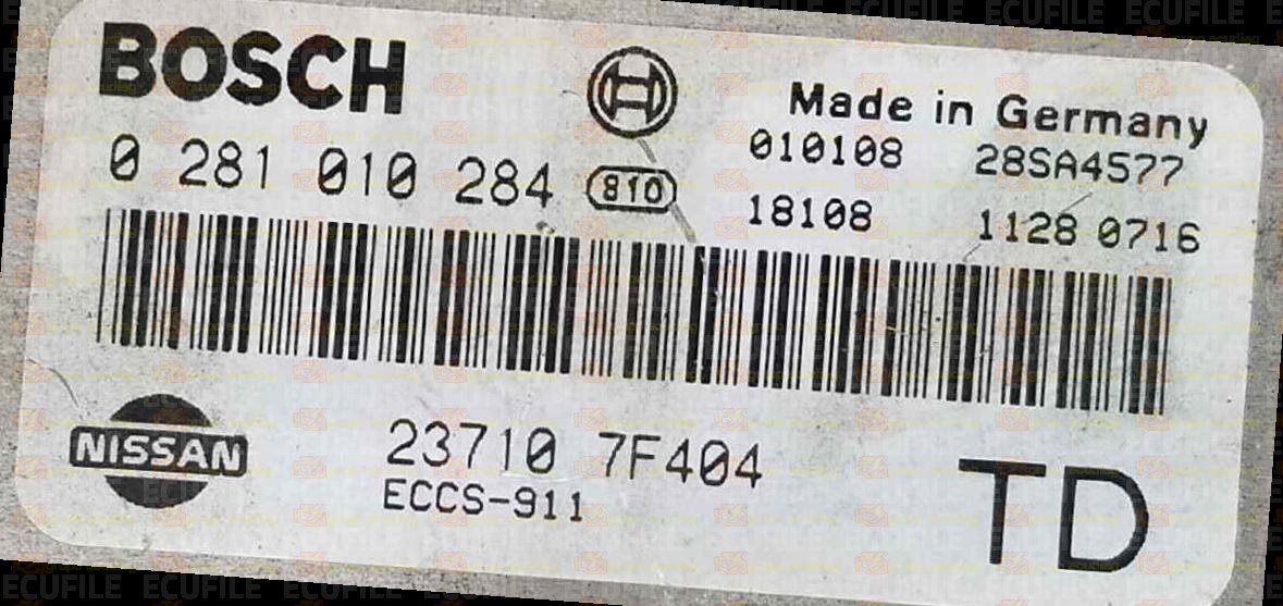 BOSCH EDC15V+1-5.1 0281010284 NISSAN TERRANO II 2.7 TDI 125HP 237107F404 TD 1037354477