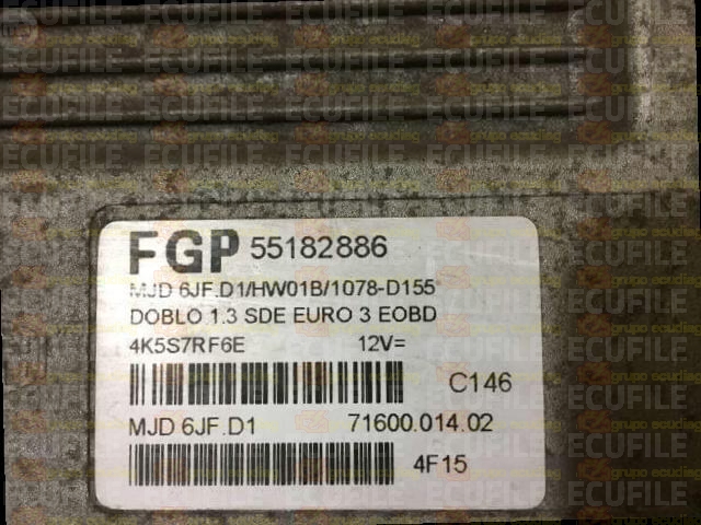MAGNETI MARELLI MJD 6JF.D1 71600.014.02 FIAT DOBLO 1.3 JTD 70HP 55182886 HW01B EEPROM 95320