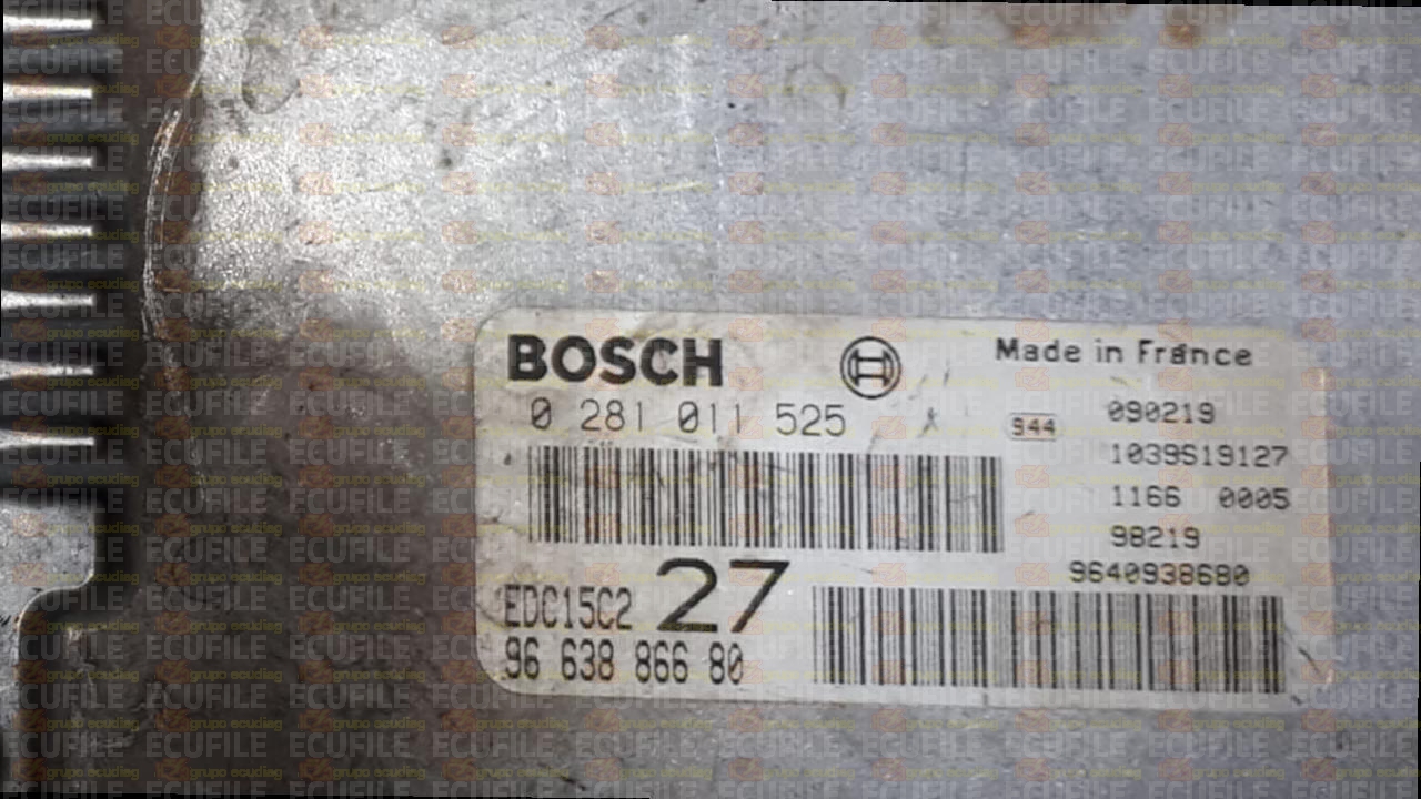 BOSCH EDC15C2-11.1 0281011525 PEUGEOT 206 2.0 HDI 90HP 9663886680 1037383605