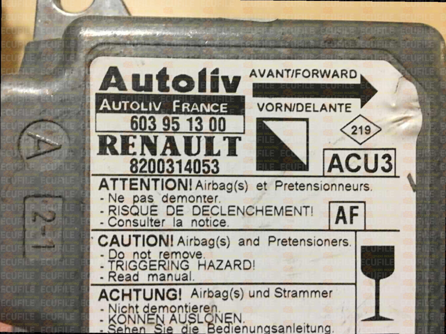 AUTOLIV ACU3 603951300 RENAULT KANGOO I 8200314053 AF
