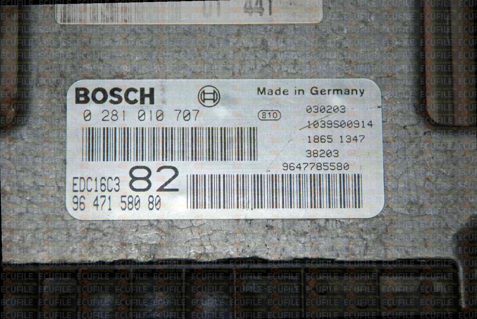 BOSCH EDC16C3-9.12 0281010707 PEUGEOT 206 1.4 HDI 68HP 9647158080 1037368866