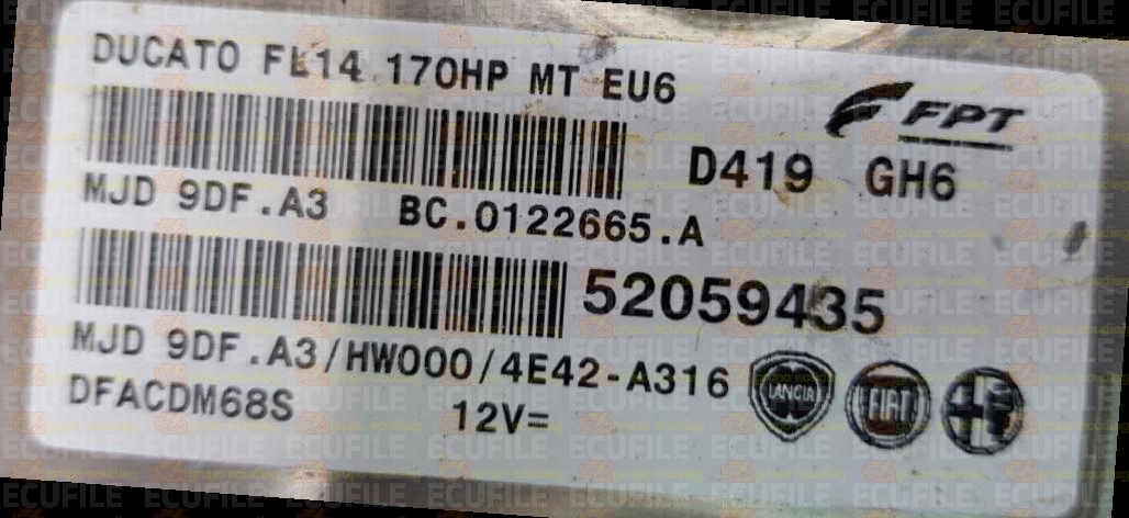 MAGNETI MARELLI MJD 9DF.A3 BC.0122665.A FIAT DUCATO III 2.3 JTD 177HP 52059435 HW000 EEPROM 95128