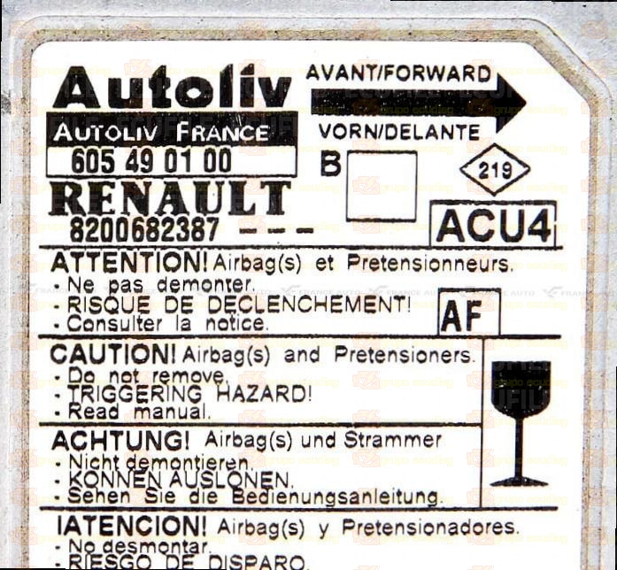 AUTOLIV ACU4 605490100 RENAULT MEGANE II 8200682387 AF EEPROM 95160