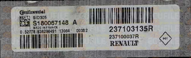 CONTINENTAL SID305 S180067148A RENAULT DACIA 237100037R 237103135R FLASH TC1766