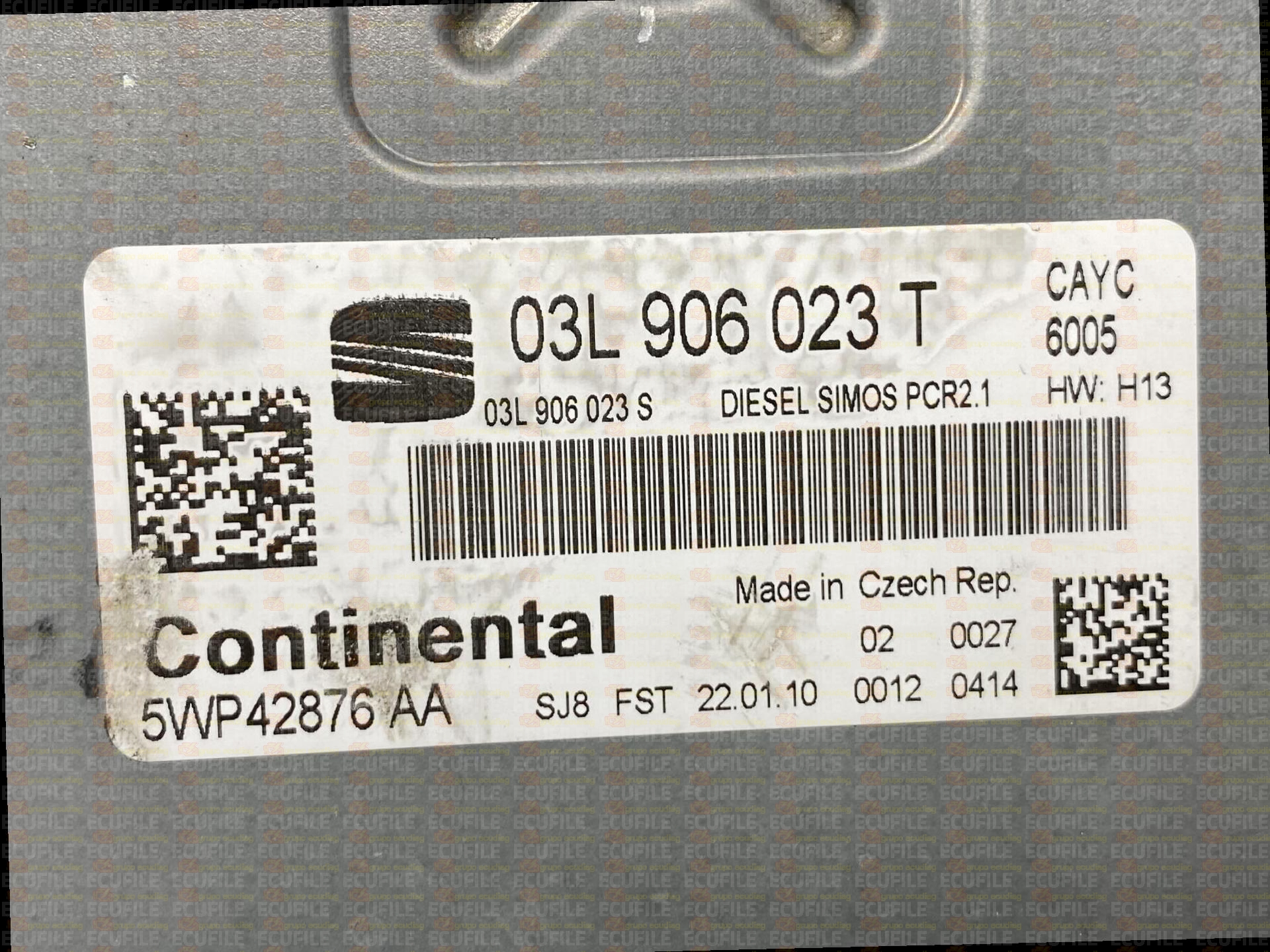 CONTINENTAL SIMOS PCR2.1 5WP42876AA SEAT IBIZA IV 1.6 TDI 105HP 03L906023S 03L906023T SM2E0DG000000-6005