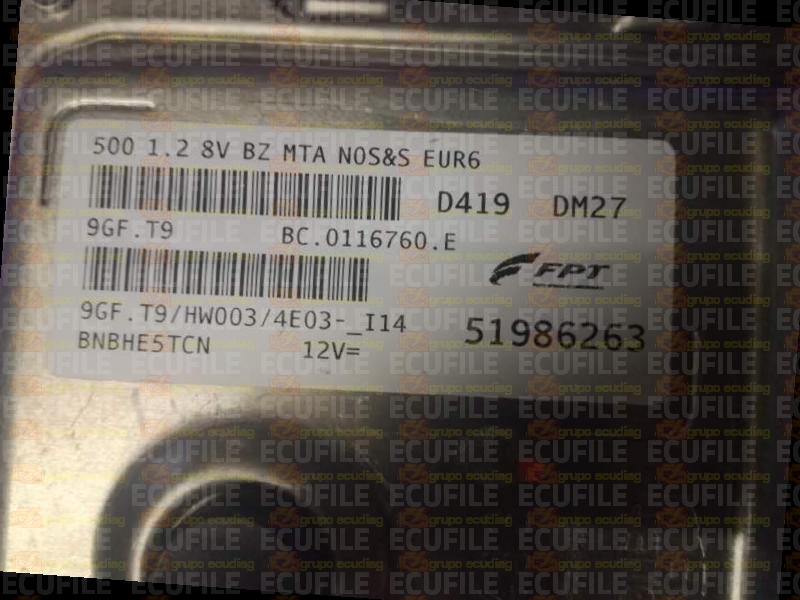 MAGNETI MARELLI 9GF.T9 BC.0116760.E FIAT 500 1.2 51986263 HW003 EEPROM 95640