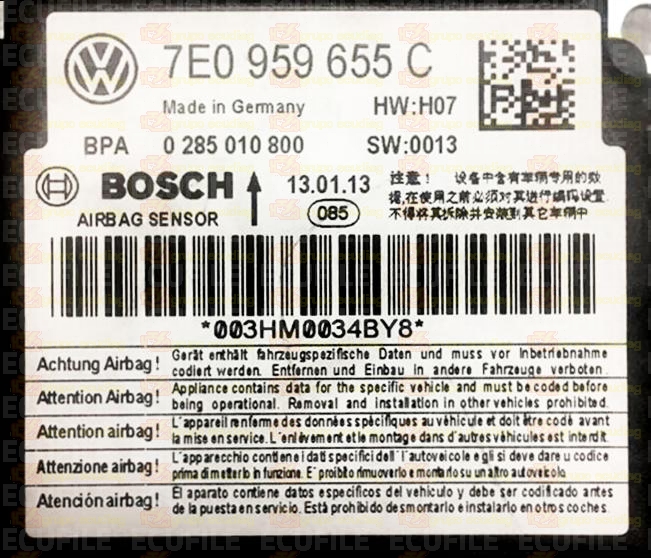 BOSCH 0285010800 VOLKSWAGEN TRANSPORTER 7E0959655C HW H07 SW 0013