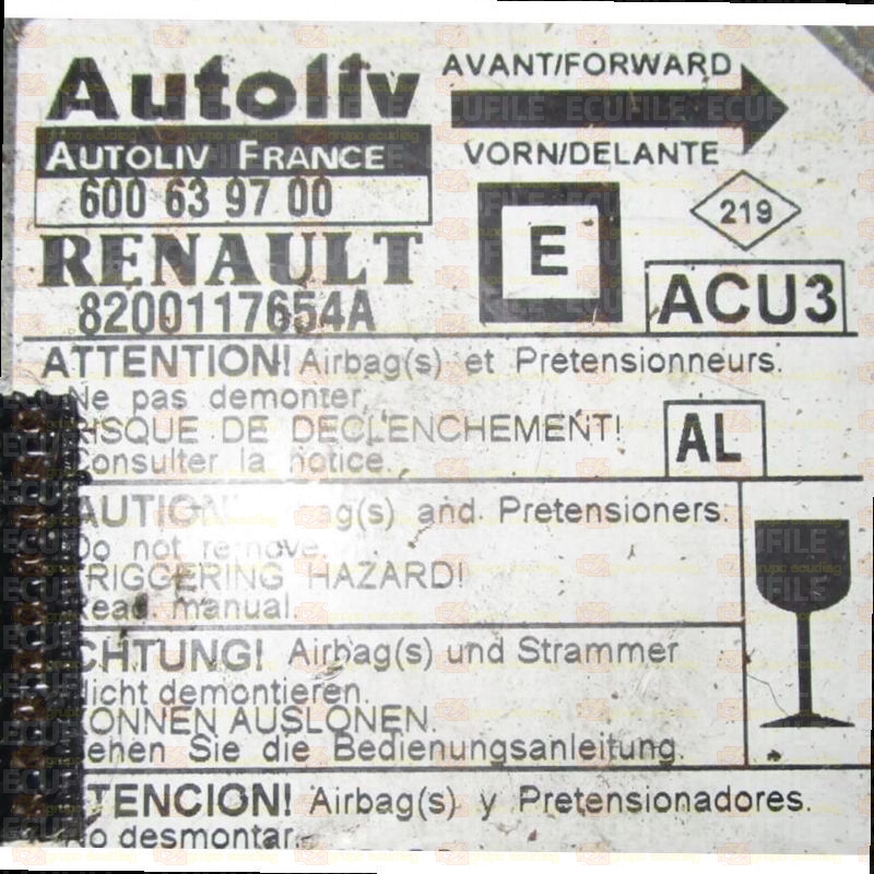 AUTOLIV ACU3 600639700 RENAULT MEGANE SCENIC I 8200117654A AL EEPROM 95080